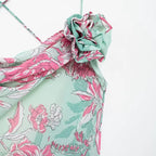 Fairy Garden Coquette Style Floral Print Dress For Women Knee Length