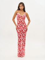 Long Dress Bikini Cover Up Print Mesh Swimwear Sexy Floral Bikinis covers Thongs Swimsuit Biquini Beachwear