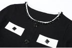 Diamond Buckle Knit Top With Elastic Fit Long Sleeve Pullover Round Neck For Women