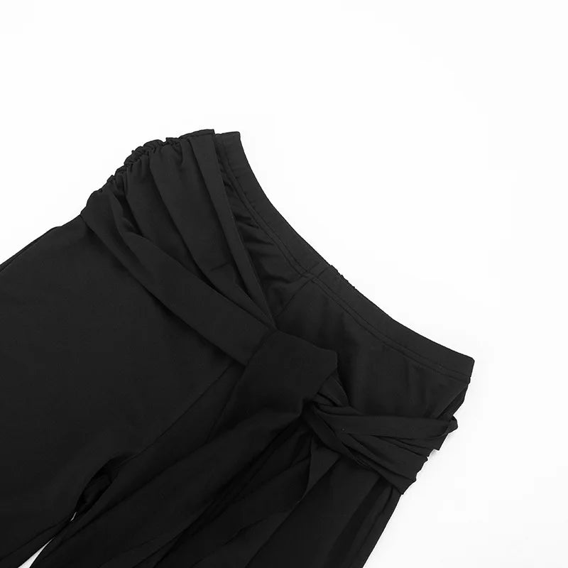 Irregular One Shoulder Crop Top And Capri Pants Set