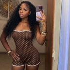 Polka Dot Strapless Playsuit For Women Backless Slim Fit Romper