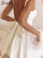 White Backless Halter Bowknot Sweet A Line Mini Dress