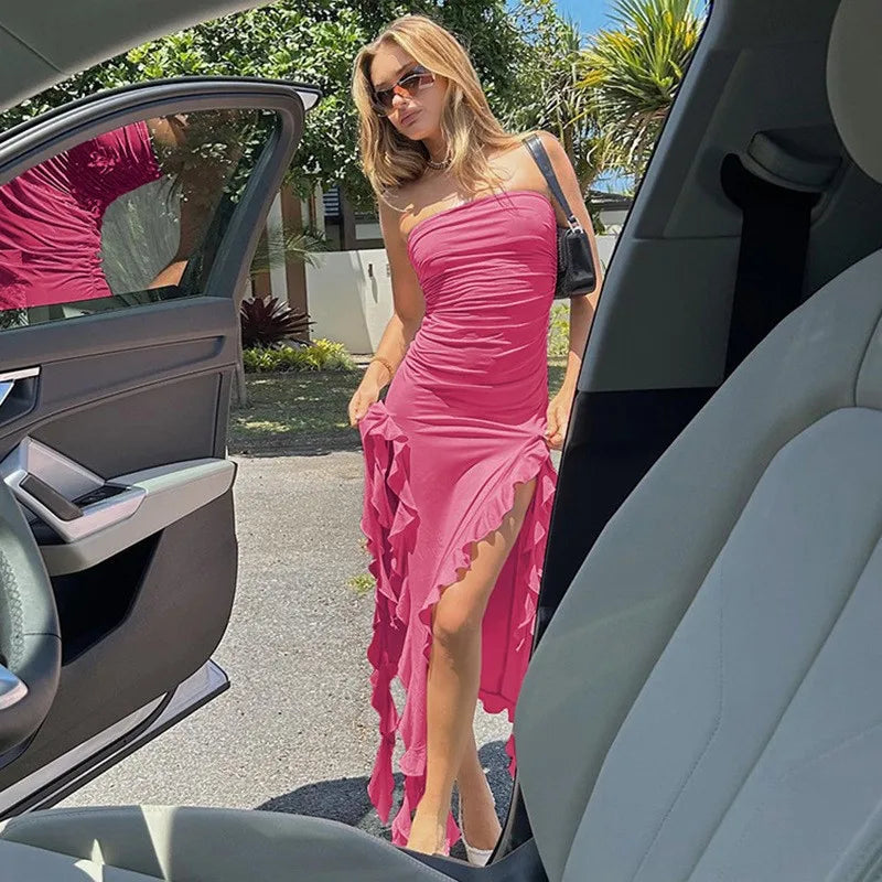 Tube Top Strapless Sexy Midi Dress
