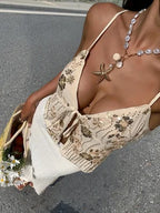 White Sequined Camisole Tank Top Slimming Sparkle Glam