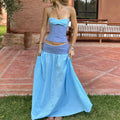 Hanging-Neck Top And A-Line Skirt Set Sleeveless Backless Bandage Style