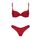 Crimson Push Up Bandeau Bikini Set