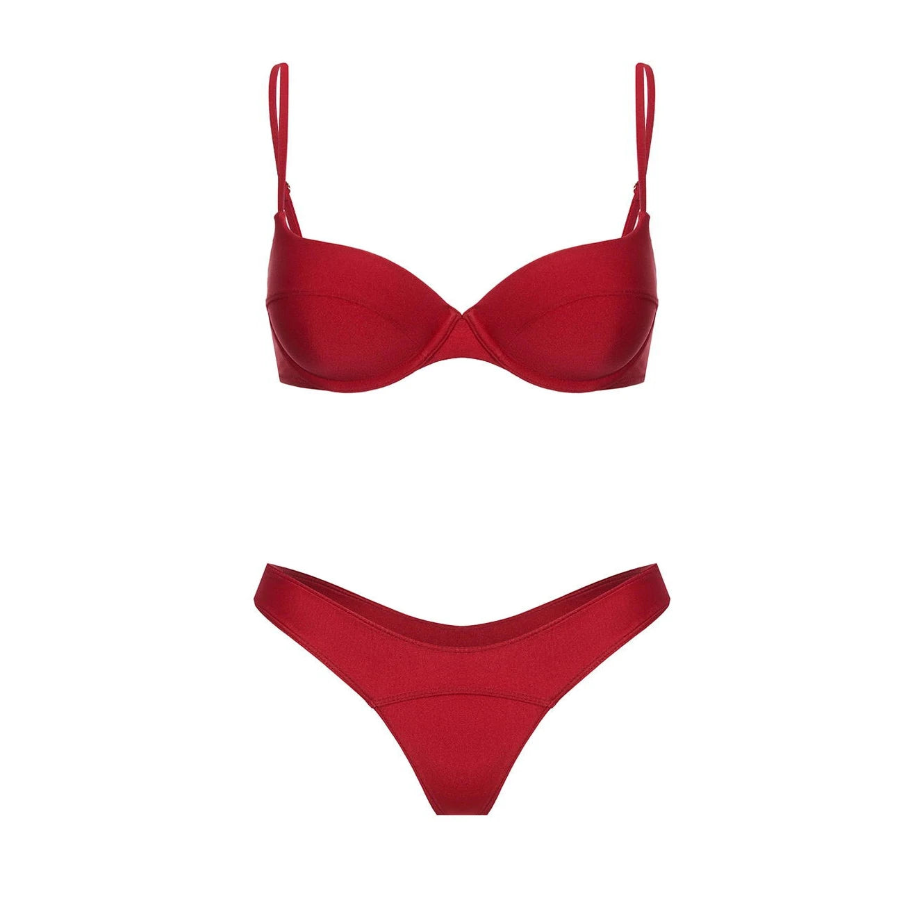 Crimson Push Up Bandeau Bikini Set