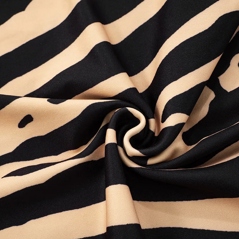 Backless Zebra Striped Strapless A Line Bodycon Mini Dress