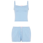 Sultry Suspender Sleep Set With Lightweight Top And Shorts