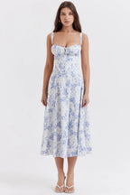 Spaghetti Strap Maxi Dress With Wrap Bow Lace Up Front Elegant Long Gown