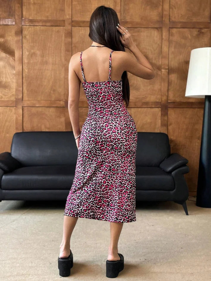 Chic Slit Cami Maxi Dress With Subtle Stretch For Everyday Wear