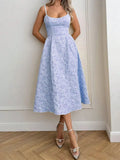Backless O Neck Sling Maxi Dress A Line Slim
