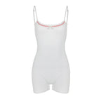 Ruffles Slip V Neck Sleeveless Backless Colorblock Playsuit