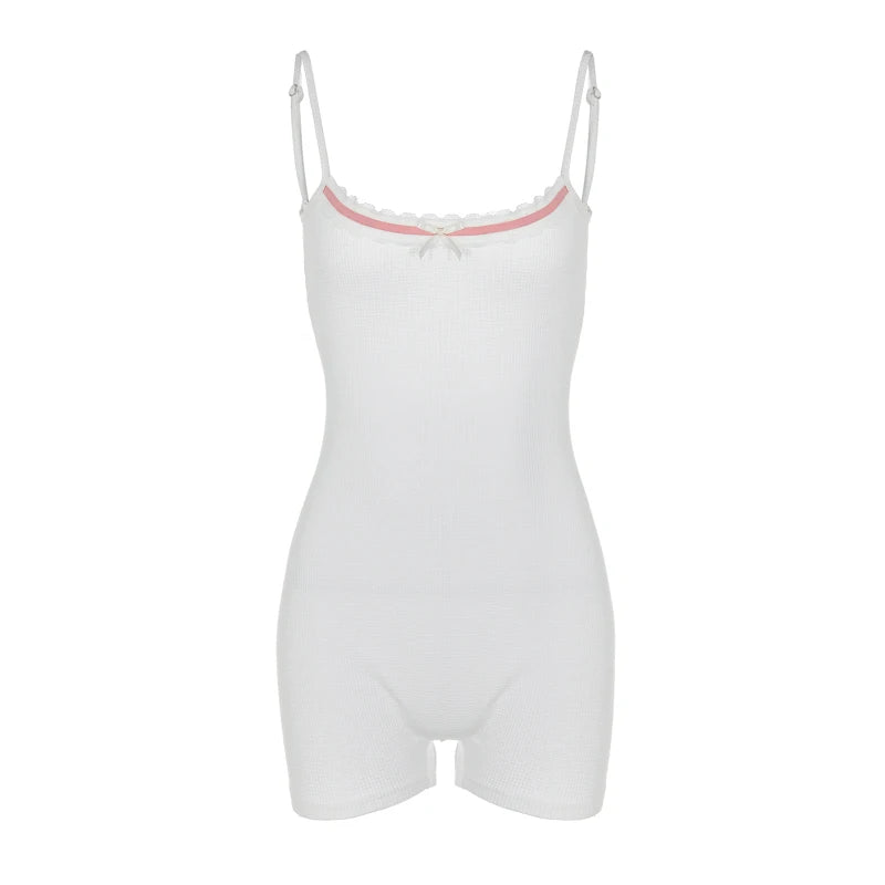 Ruffles Slip V Neck Sleeveless Backless Colorblock Playsuit