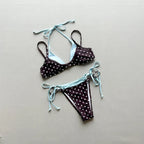 Halter Bikini Set in Plaid and Polka Dots