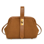 Luxe Faux Suede Frame Shoulder Bag With PU Accent Elegant Crossbody