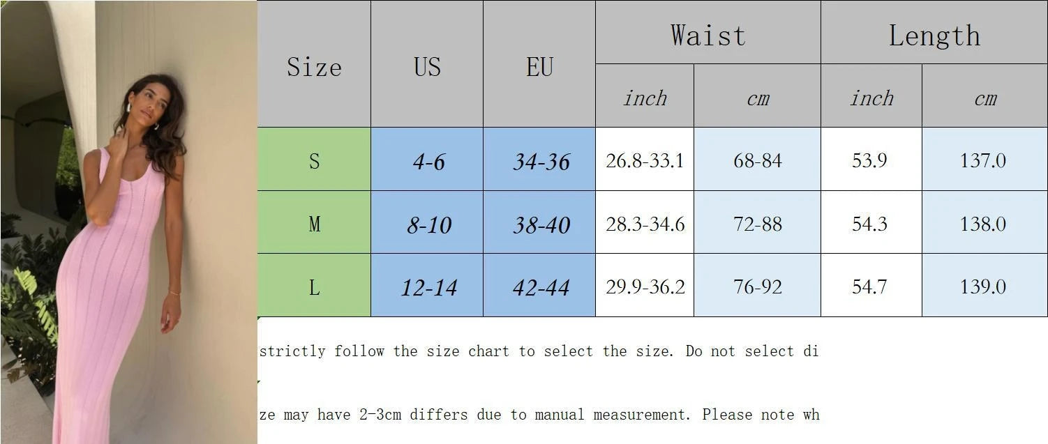 Knitted Sleeveless Backless Dress With High Waist Flattering Long Aline Style