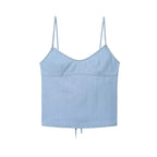 Two-piece Set For Women With Backless Top And Casual Cowboy Pants Ensemble
