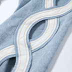 Side Hollow Out High Waist Jeans With Straight Leg Denim