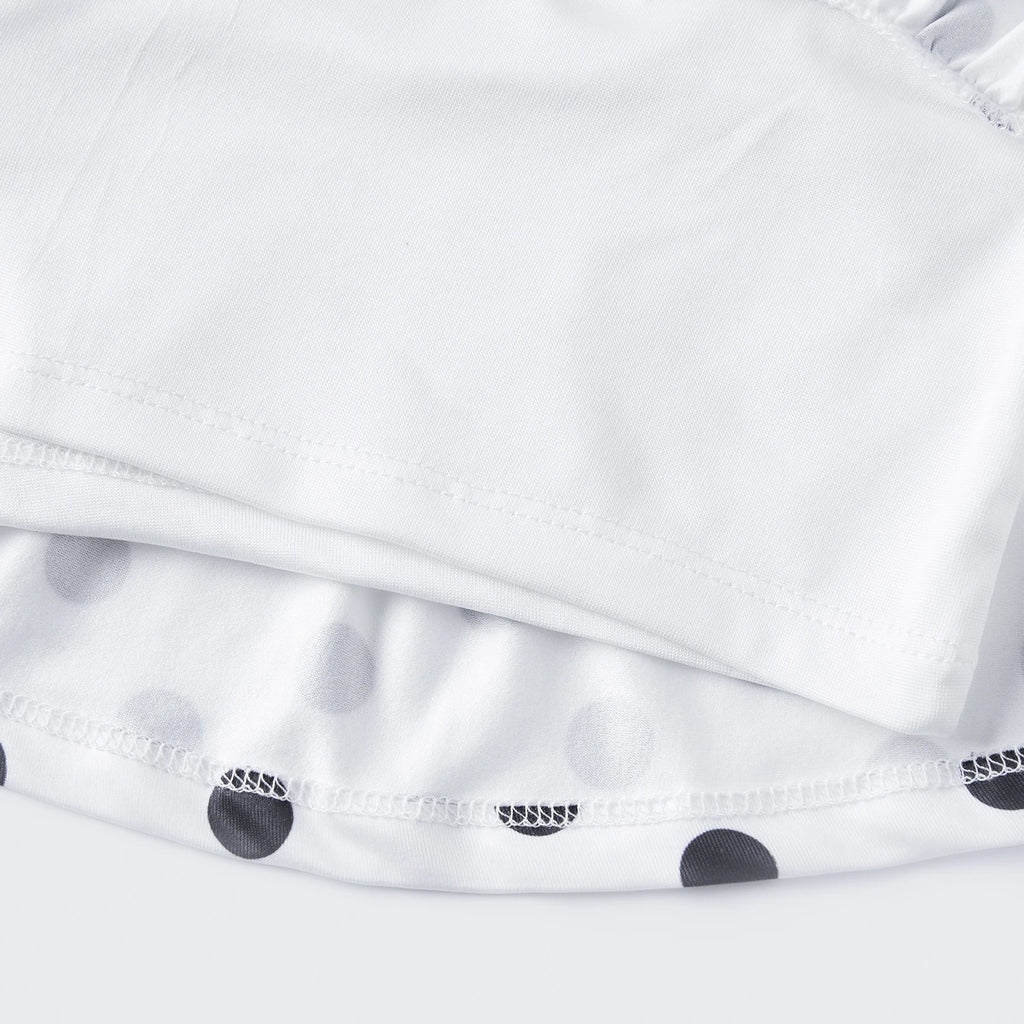 Dot Print Mini Skort With Ruffle Hem Low Rise