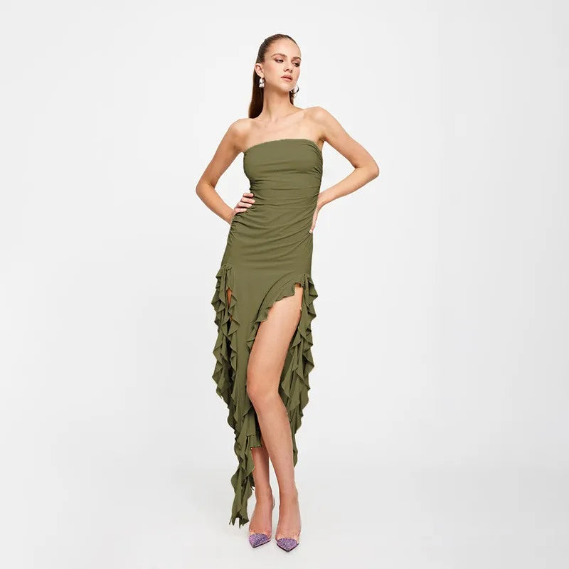 Tube Top Strapless Sexy Midi Dress