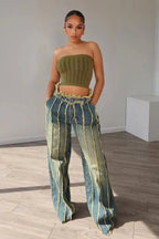 Wide Leg High Waist Denim Jeans For Women Chic Streetwear Straight Trousers With Drawstring