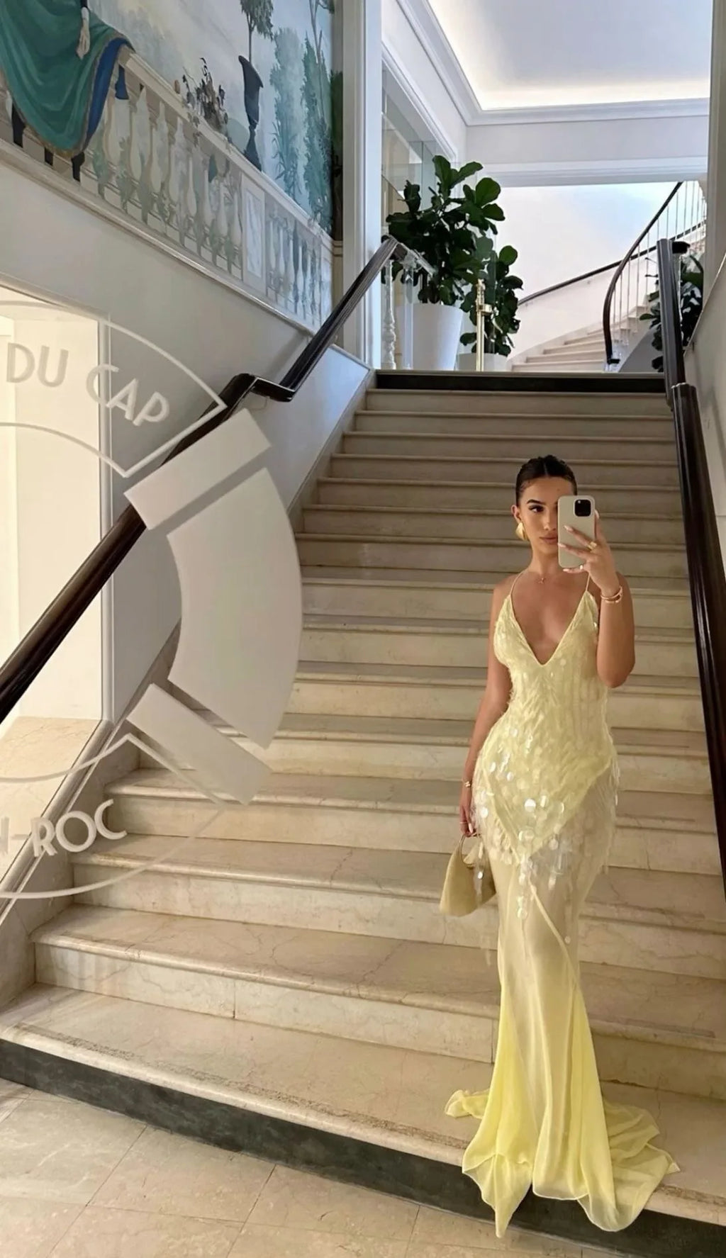 Sequin Deep V Neck Mermaid Maxi Dress Backless Sleeveless Lace Up Gown