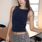 Studded Open Back Sleeveless Tank Top