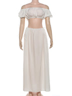 Elegant Puff Sleeve Top & Long Skirt Set