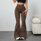Leopard Print High Waist Bell Bottom Yoga Leggings For Women With Soft Stretch