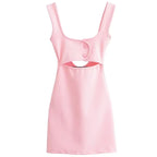 Pink Slip Dress Bodycon Cutout Corset Backless Mini Sleeveless