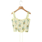 Blue Lace Up Bandage Tank Top Crop