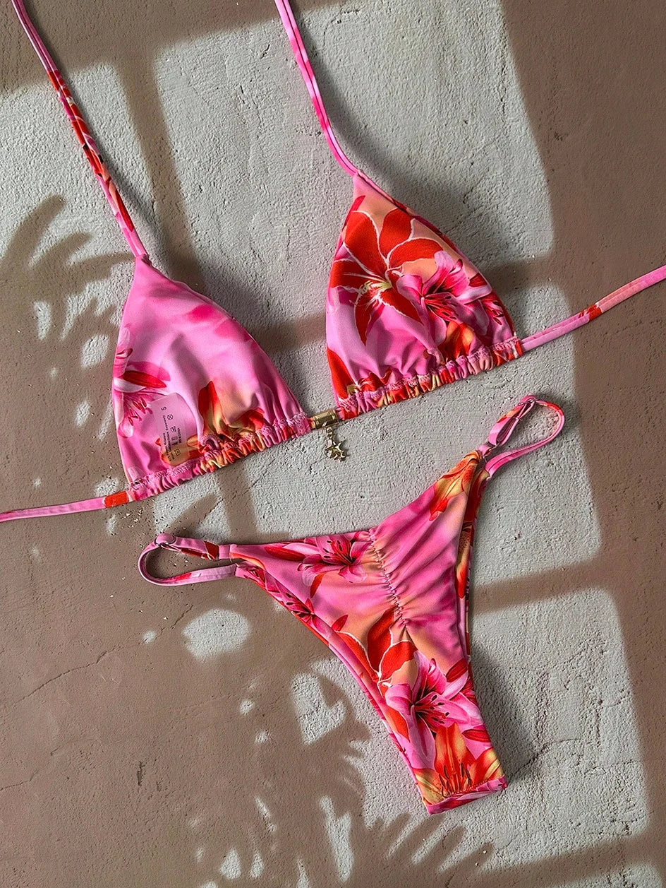Flirty Leopard Print Push Up Bikini Set