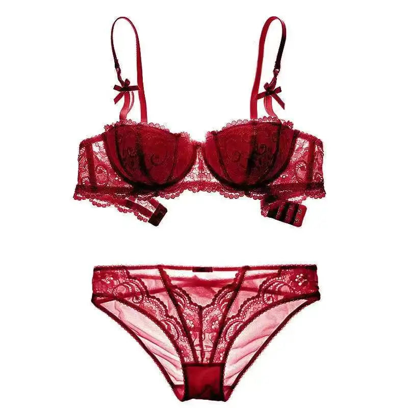 French Lace Half Cup Push Up Bra Ultra Thin Comfort With Minimalist Edge For Women