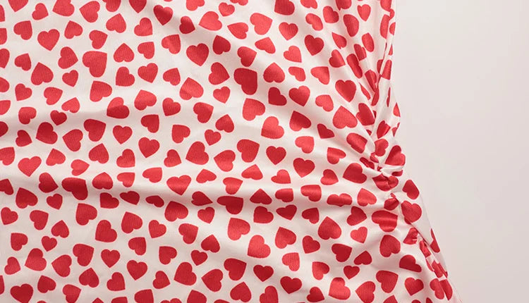Heart Print Strapless Hip Wrap Sheath Dress