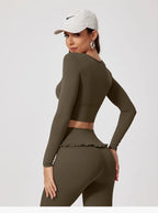 Women Shirts Long Sleeve for Yoga Crop Top Square Neck Workout Clothing with Chest Pads Fitness