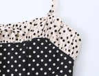 Black Polka Dot Summer Mini Dress With Bow Detail Sleeveless Slimming Waist