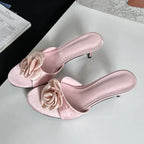 Floral Summer Slides With Low Heels