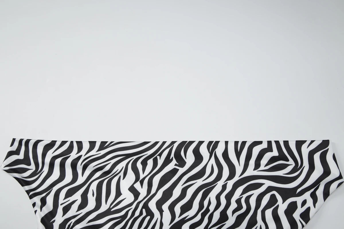 Zebra Print V Neck Backless Ruched Crop Tank Top