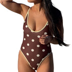Dot Print Tankini Set For Women With Adjustable Spaghetti Straps And High Waist Bottom