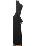 Ruched Maxi Dress For Women Chic Bodycon With Long Sleeves