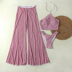 High Neck Three Piece Bikini Set With Long Dress For Women Beachwear Swimwear