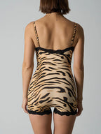 Animal Print Lace Suspender Jumpsuits For Women