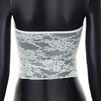 Sexy Y2K Low Cut Camisole Slim Fit Backless Tube Crop Top Lace Patchwork
