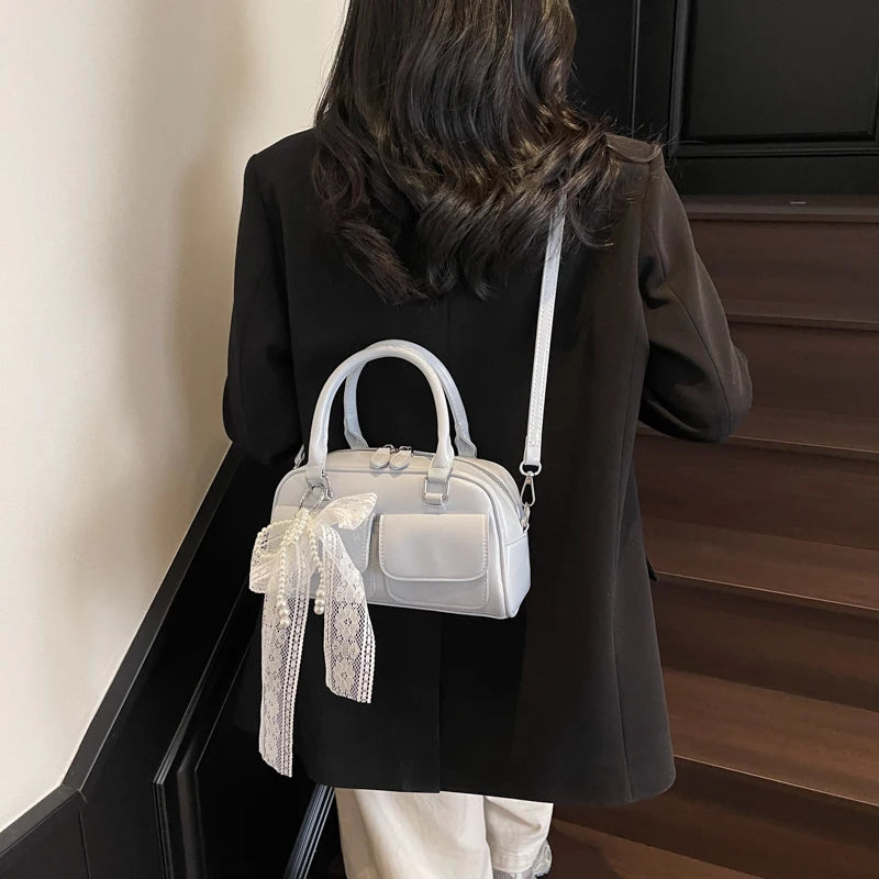 Minimalist PU Leather Crossbody With Pocket Design For Women Mini Square Shoulder Style