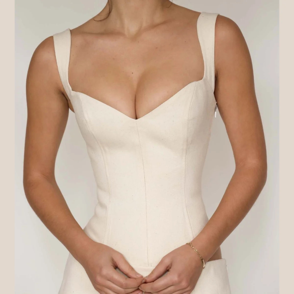 Vintage V Neck Corset Crop Top For Women Pure Cotton Sleeveless