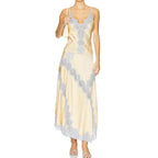 Lace Patchwork Two-piece Set With V-Neck Sling Top And Long Skirt