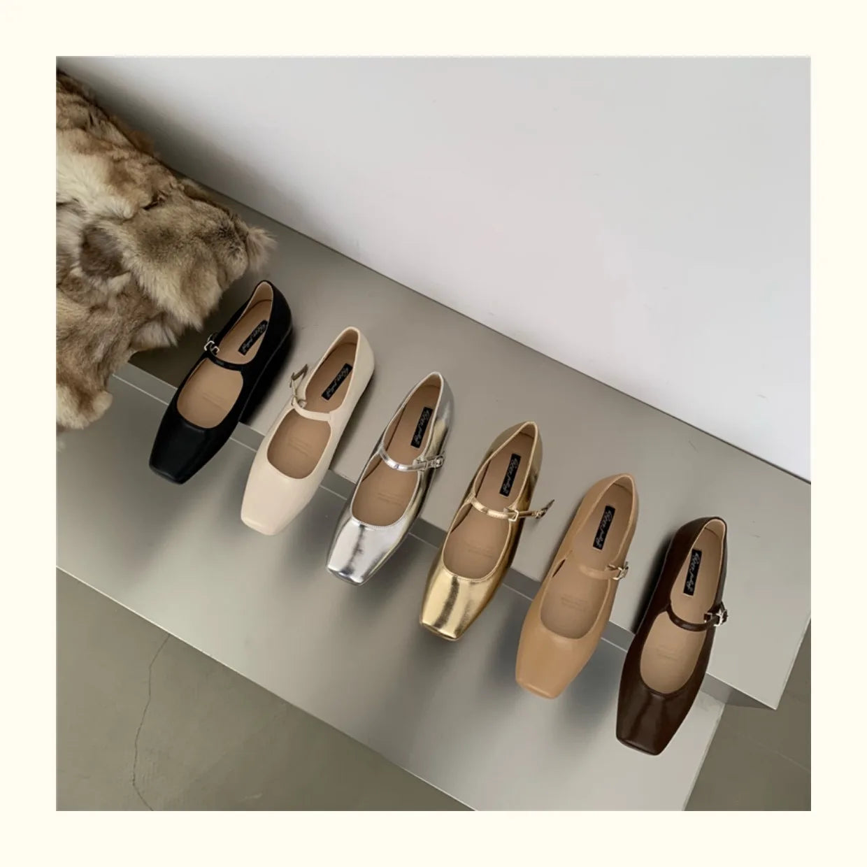 Mary Jane Flats With Square Toe Buckle Strap Retro Styled Women's Shoes