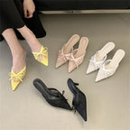 Butterfly Knot Pointed Toe Mules Breathable Mesh