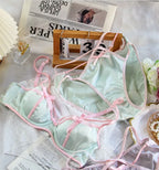 Dreamy Vintage Satin Lingerie Set With Lace Trim And Steel Ring Accents For Elegant Nightwear